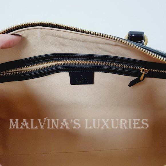 GUCCI BAG 524532 OPHIDIA BOSTON BLACK SUEDE WEB STRIPE GG LOGO CHARM - Picture 12 of 16